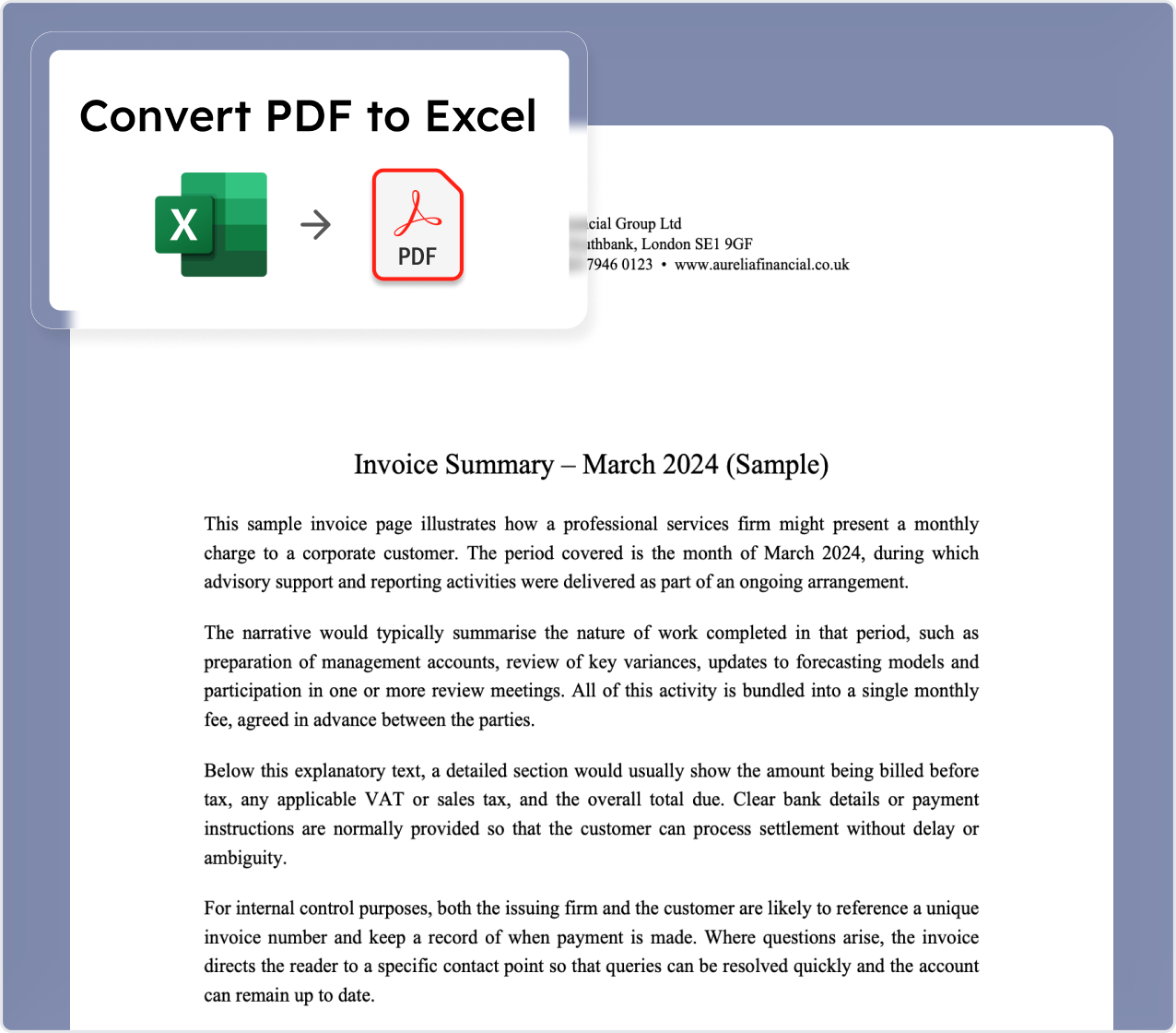 Convert Excel to PDF